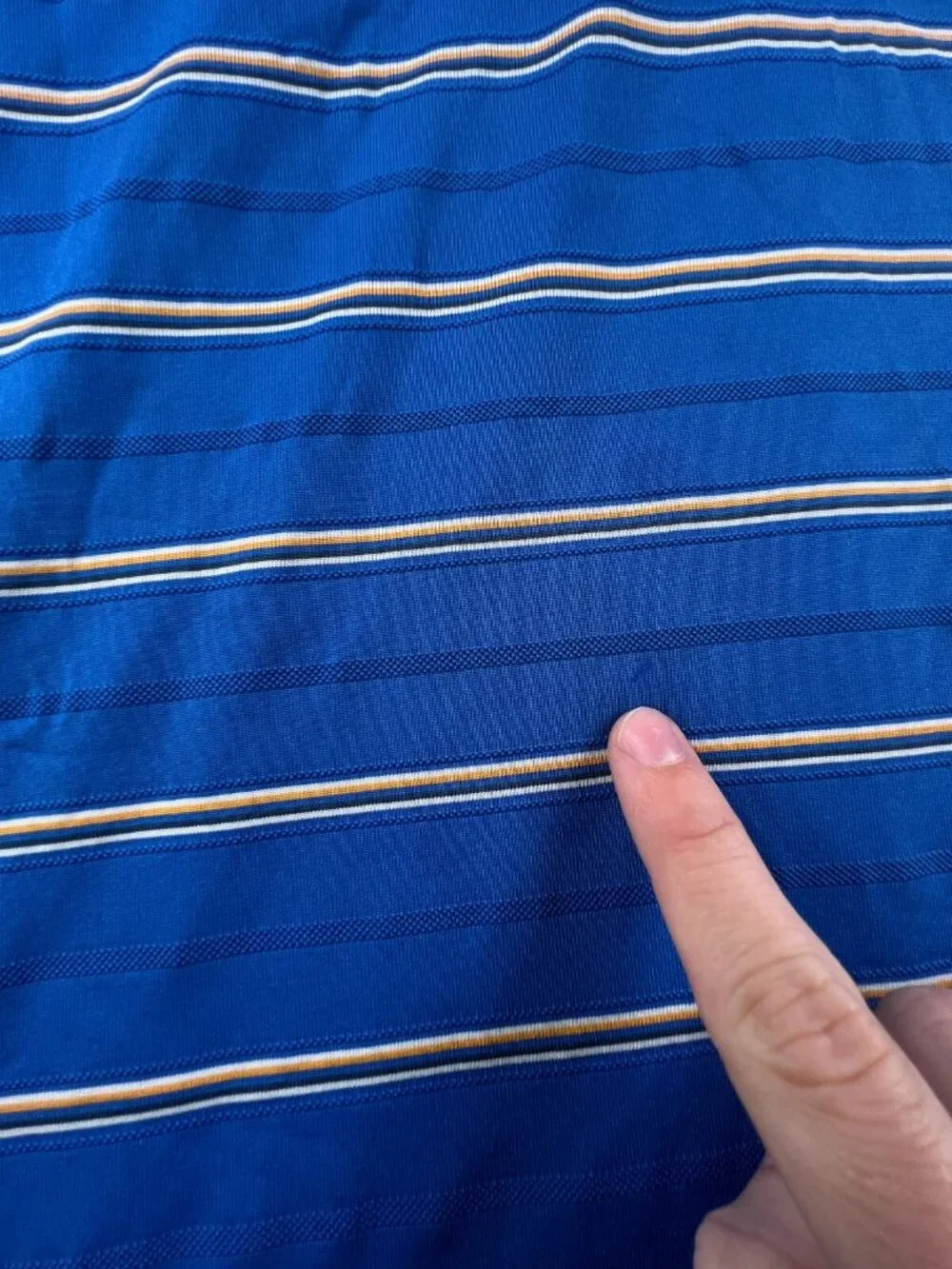 Adidas Climacool Blue Gold Striped Large Short Sleeve Polo Shirt Men’s Golf